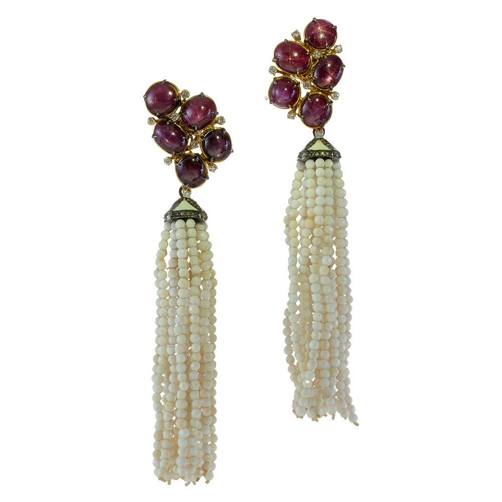 White Onyx Beads Tassel