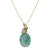 Green Agate Cameo, Tourmaline Leaves and Sapphire Pendant