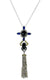 Black Spinel, Onyx, Lapis Lazuli, Sapphires and Diamond Pendant with Labradorite Tassel