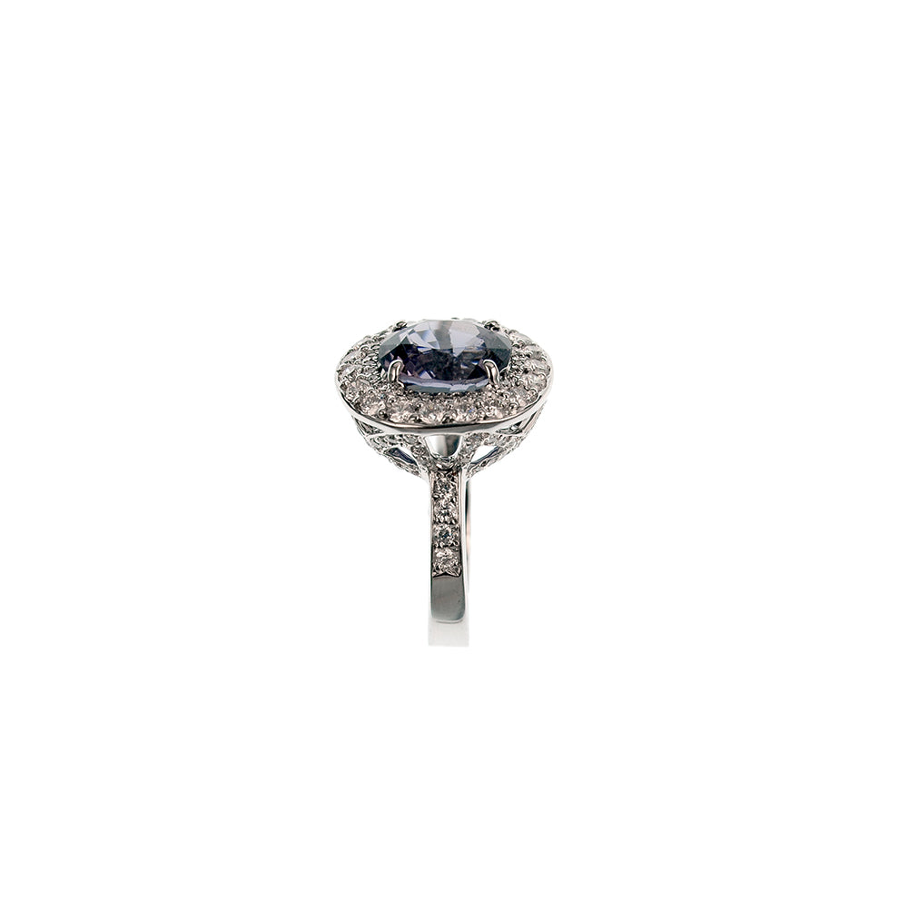 Grey Spinel and Diamond Ring