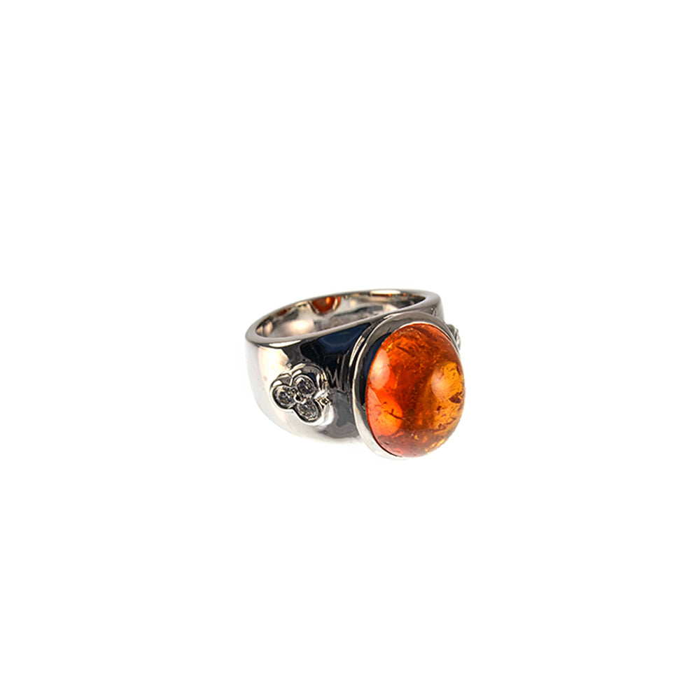 Mandarin Garnet and Diamond Ring