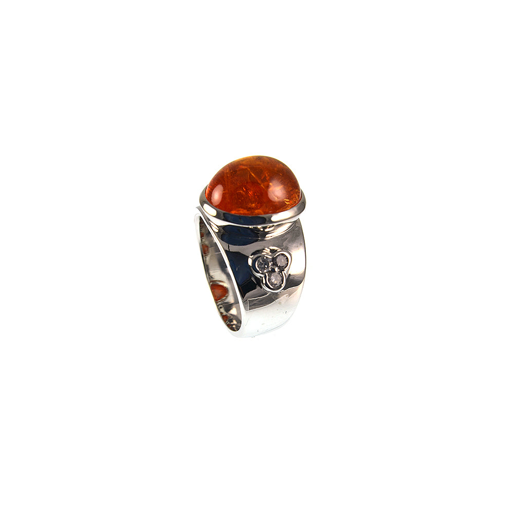 Mandarin Garnet and Diamond Ring