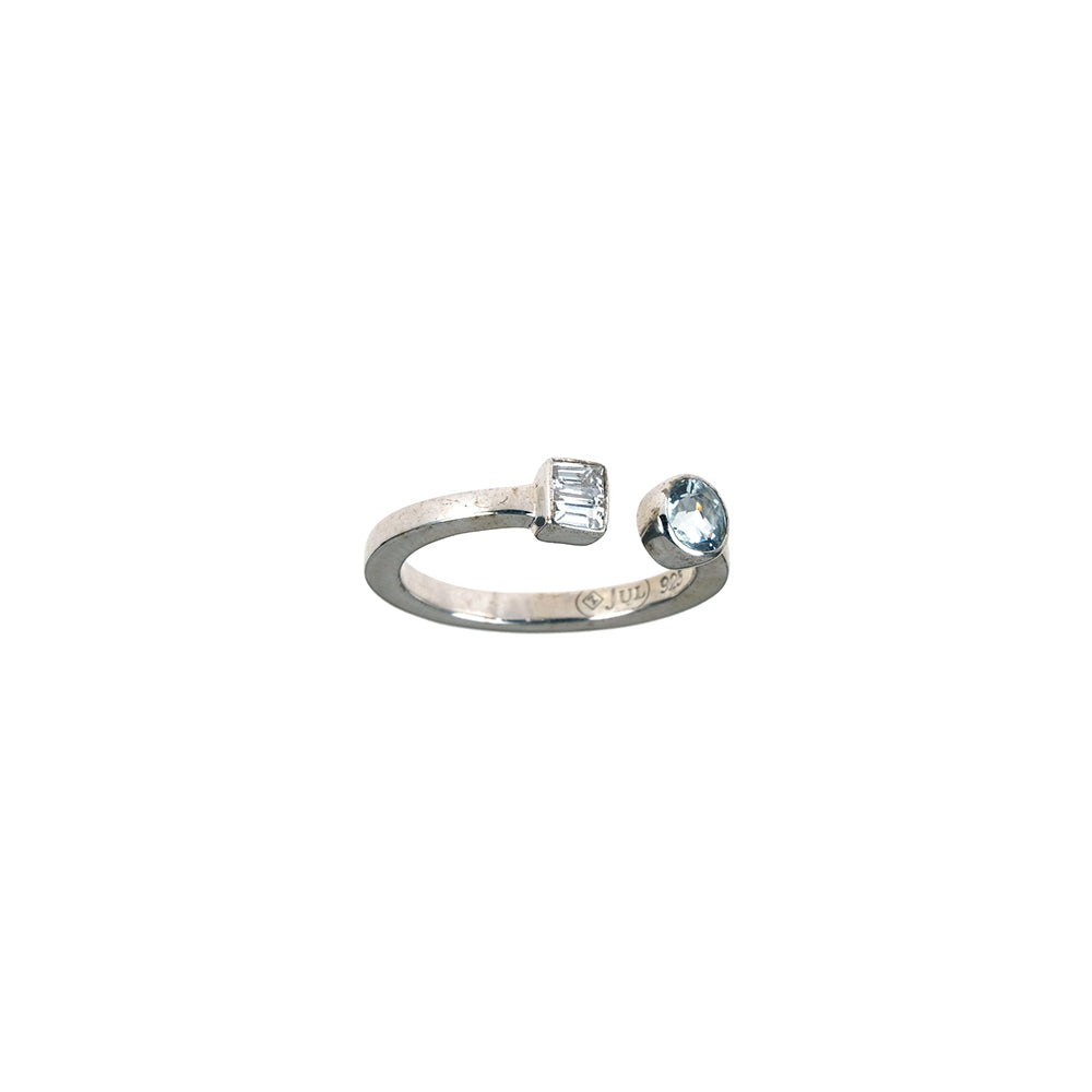 Open Ring with Blue Topaz and Sapphire
