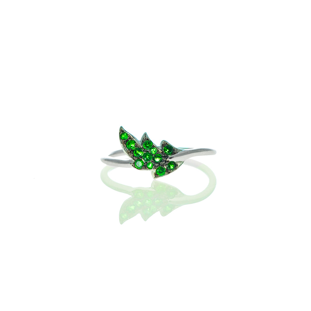 Leaf Ring with Tsavorite