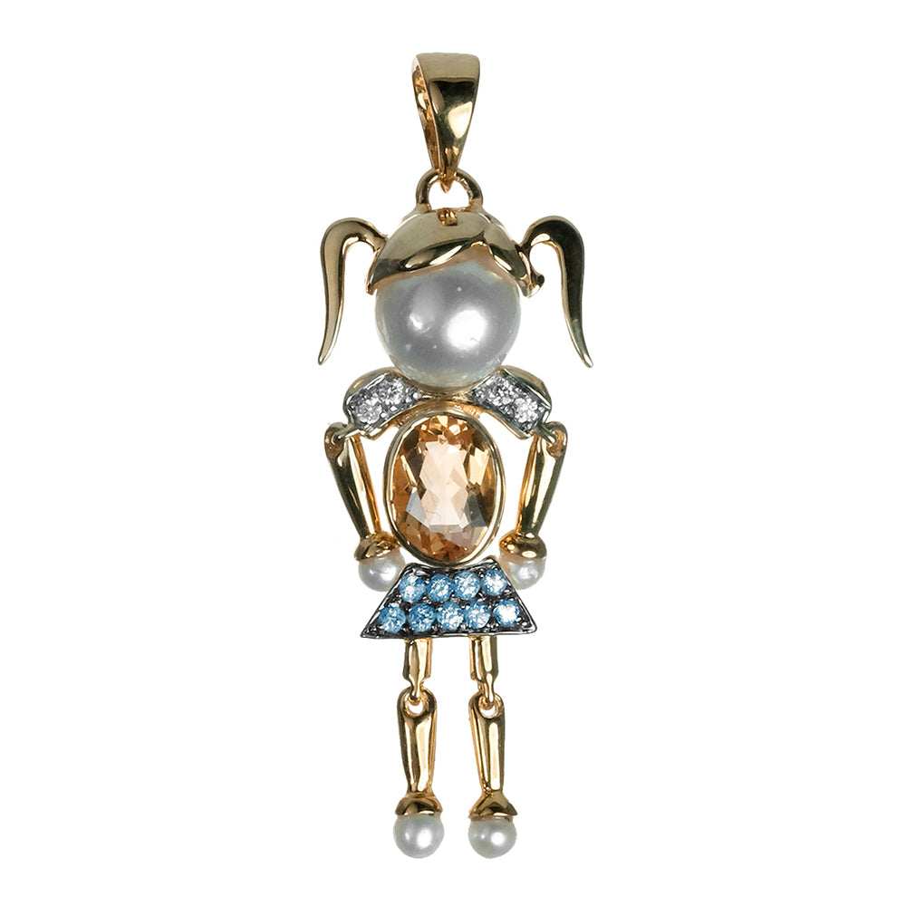 Mini-me Girl Pendant with Ponytail Hair