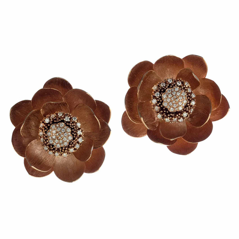 Lotus Earrings in Rose Gold, Large