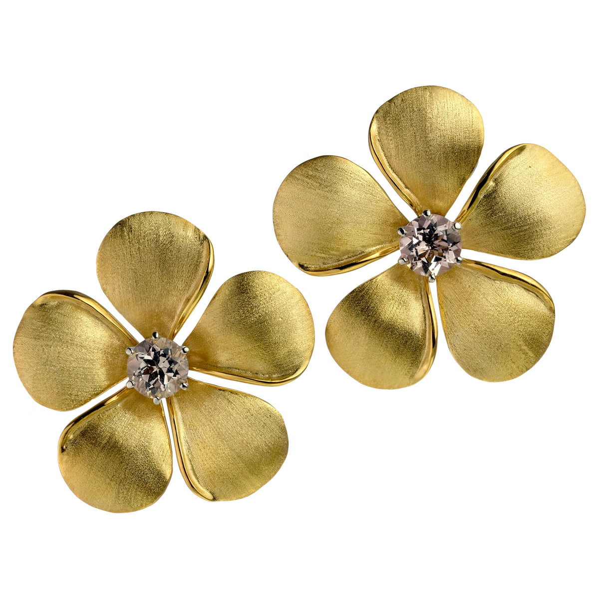 Kalachuchi Earring Jacket, Large, Satin Finish (available in yellow, white, and rose gold)