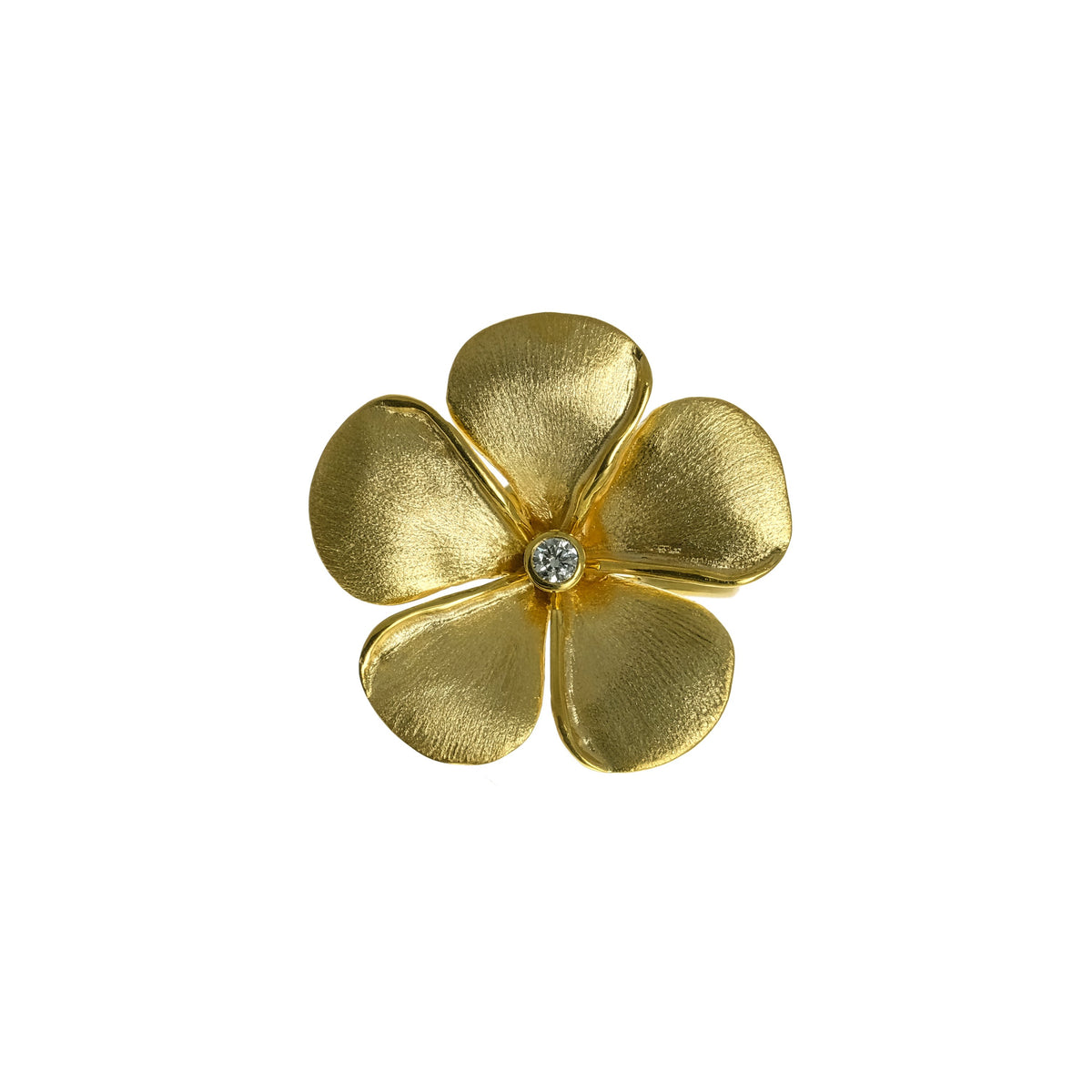 Diamond Kalachuchi Ring, Medium, Satin and Shiny Finish (available in yellow, white, and rose gold)