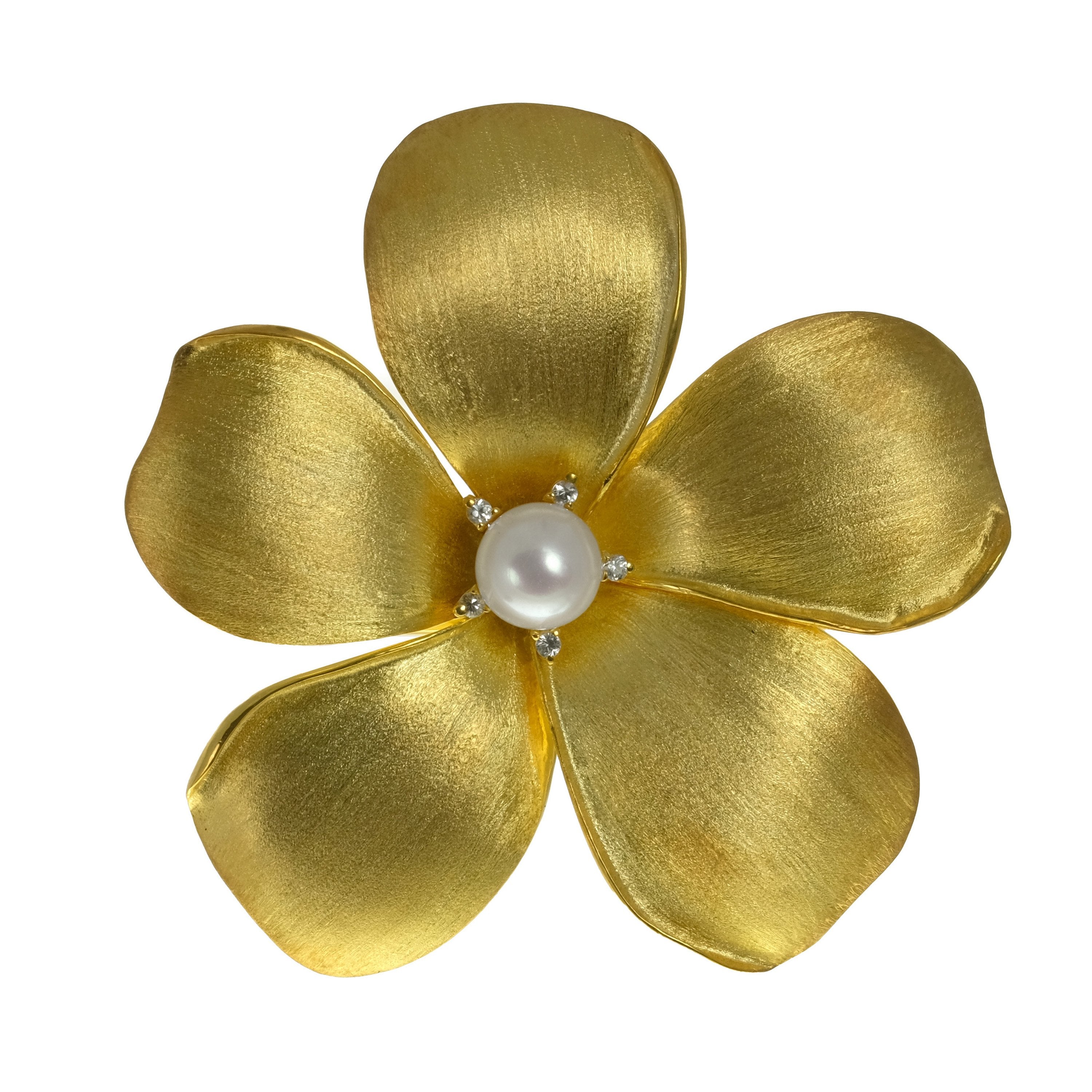 Diamond Kalachuchi Ring, Life-Size, Satin and Shiny Finish (available in yellow, white, and rose gold)