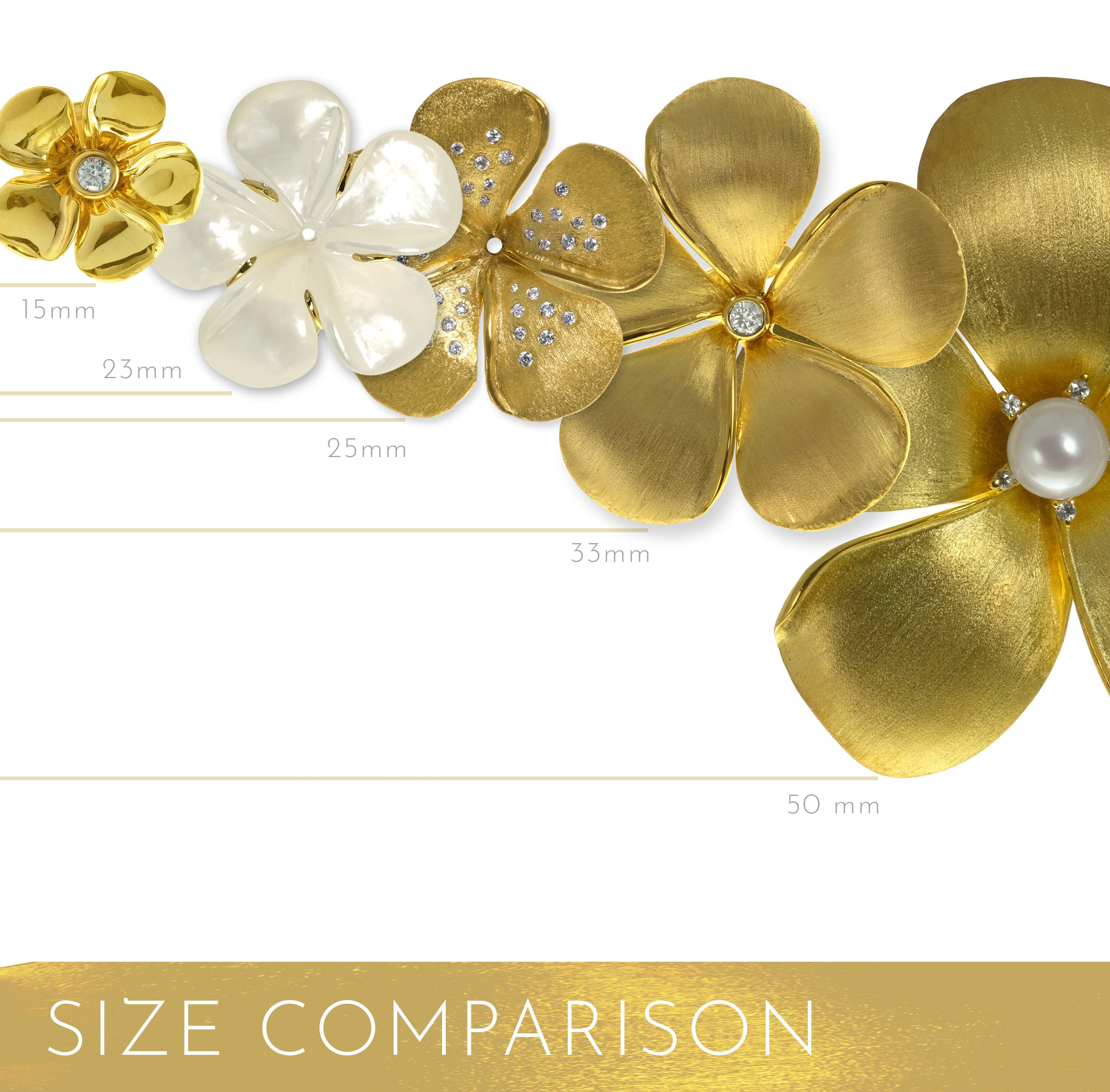Diamond Kalachuchi Ring, Life-Size, Satin and Shiny Finish (available in yellow, white, and rose gold)